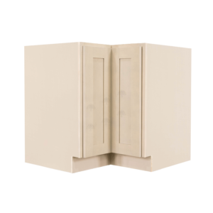 Newport Greige Finish Shaker Base Lazy Susan Cabinet