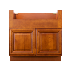 Stamford Warm Brown Raised Panel Farm Sink Base Cabinet