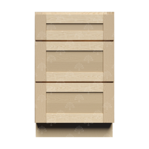 Newport Natural Wood Shaker Base Cabinet with 3 Draws