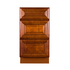 Stamford Warm Brown Raised Panel Base Cabinet with 3 Drawers