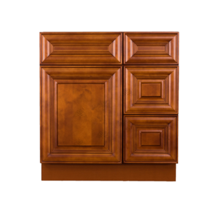 Stamford Warm Brown Raised Panel Vanity Sink Base Cabinet Drawer Right